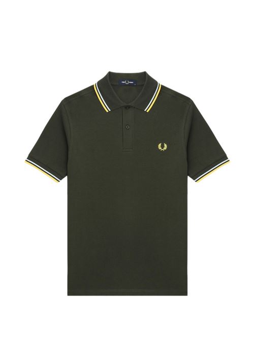 Polo uomo M3600 manica corta verde/giallo FRED PERRY | M360005B